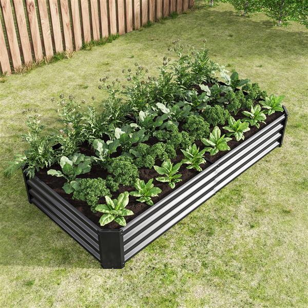 Elegant Elevated Flower Bed with Metal Borders – Perfect for Garden