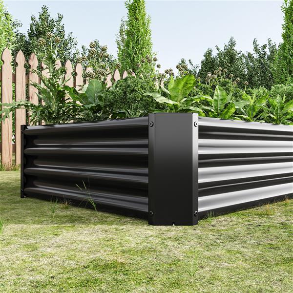 Elegant Elevated Flower Bed with Metal Borders – Perfect for Garden