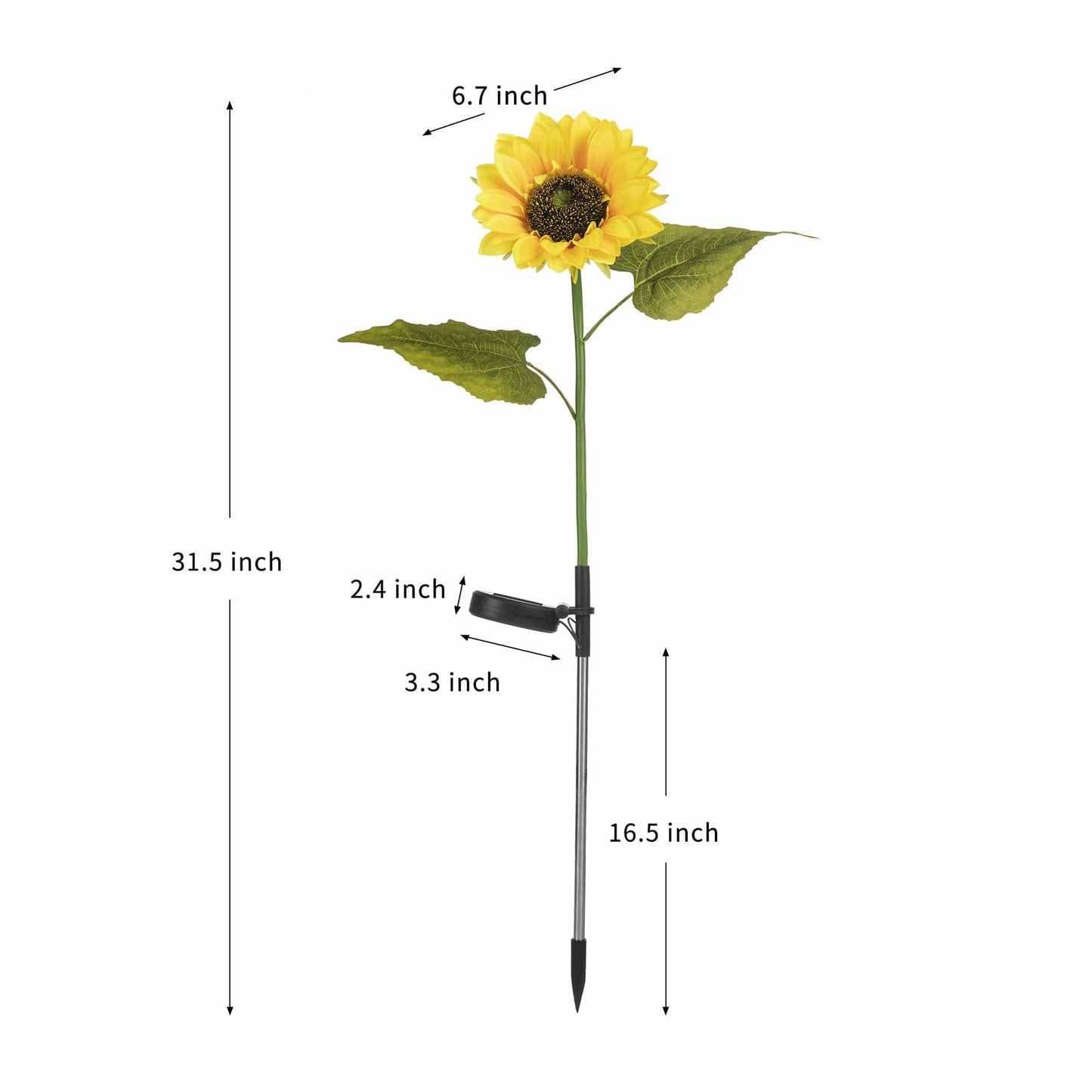 Solar Led Sunflower Three Head Lawn Garden Decorative Lamp