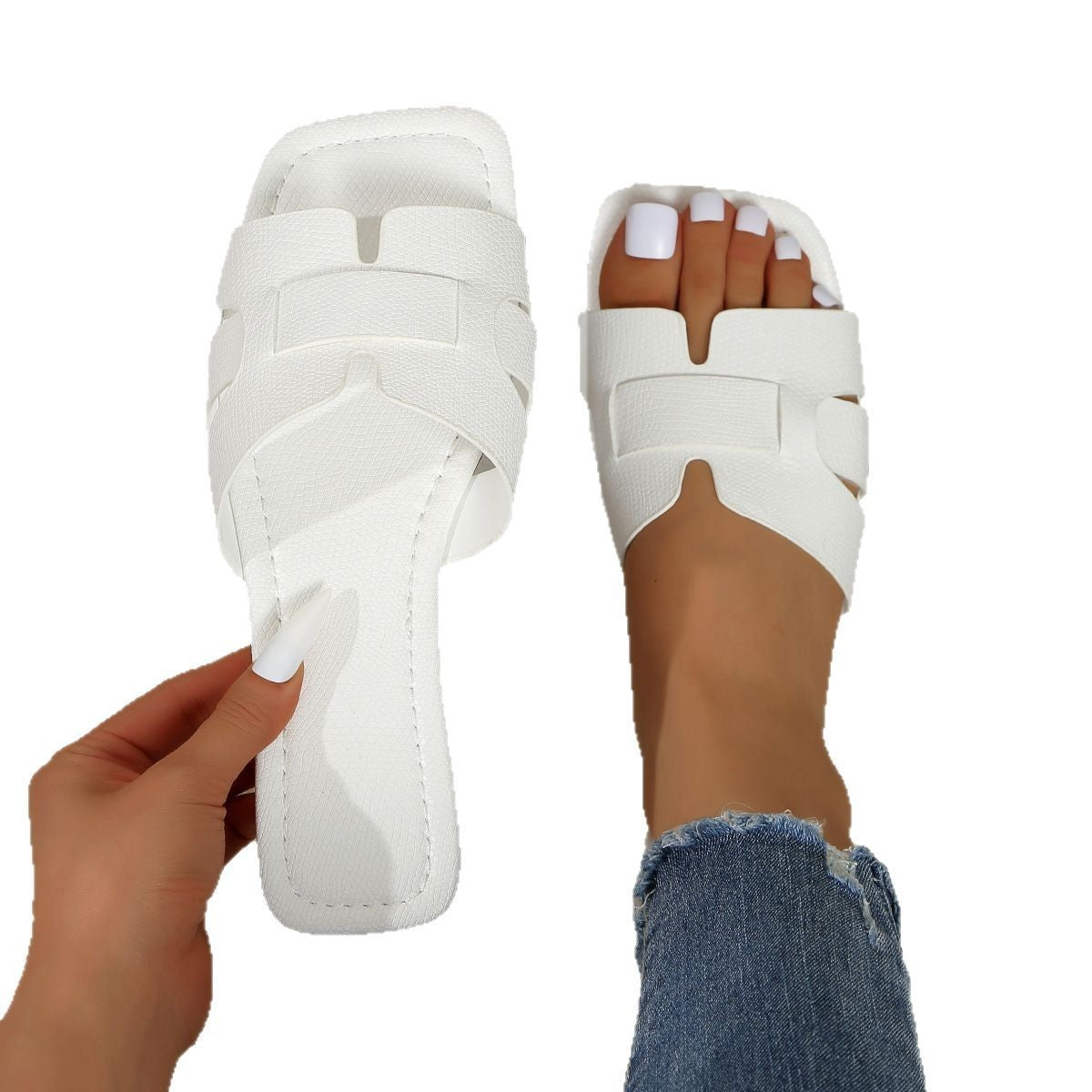 Solid Color Lightweight Flat Slippers Women's Outdoor Beach Sandals