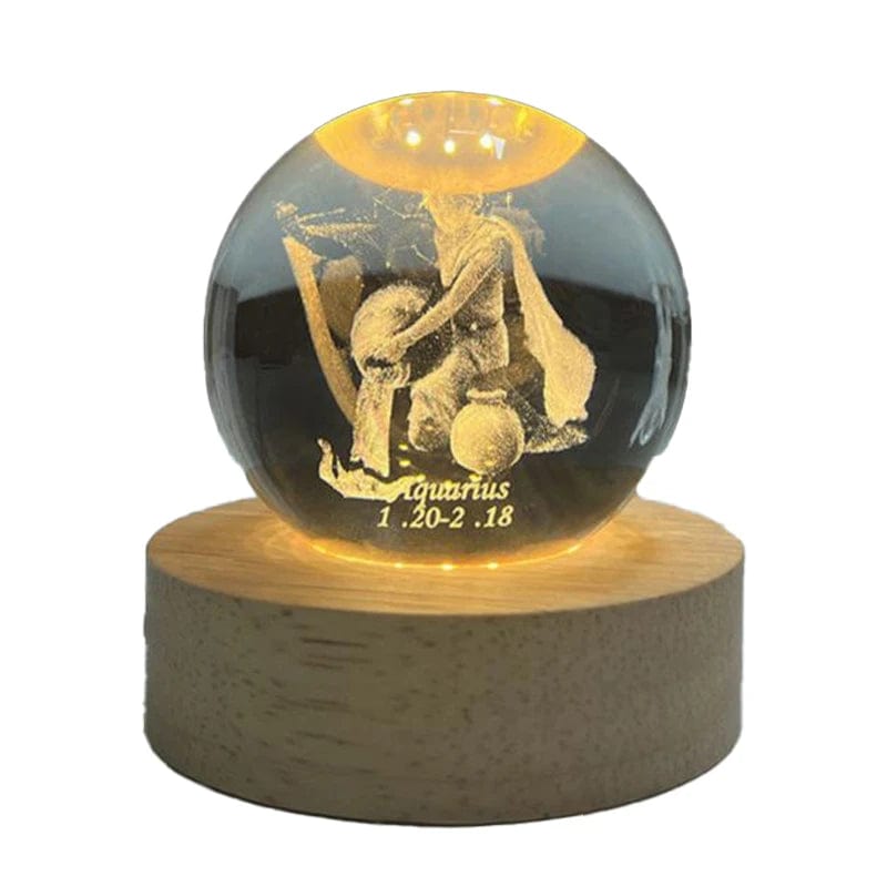 3D Laser Engraving Crystal Ball 12 Constellations Decorative Birthstone