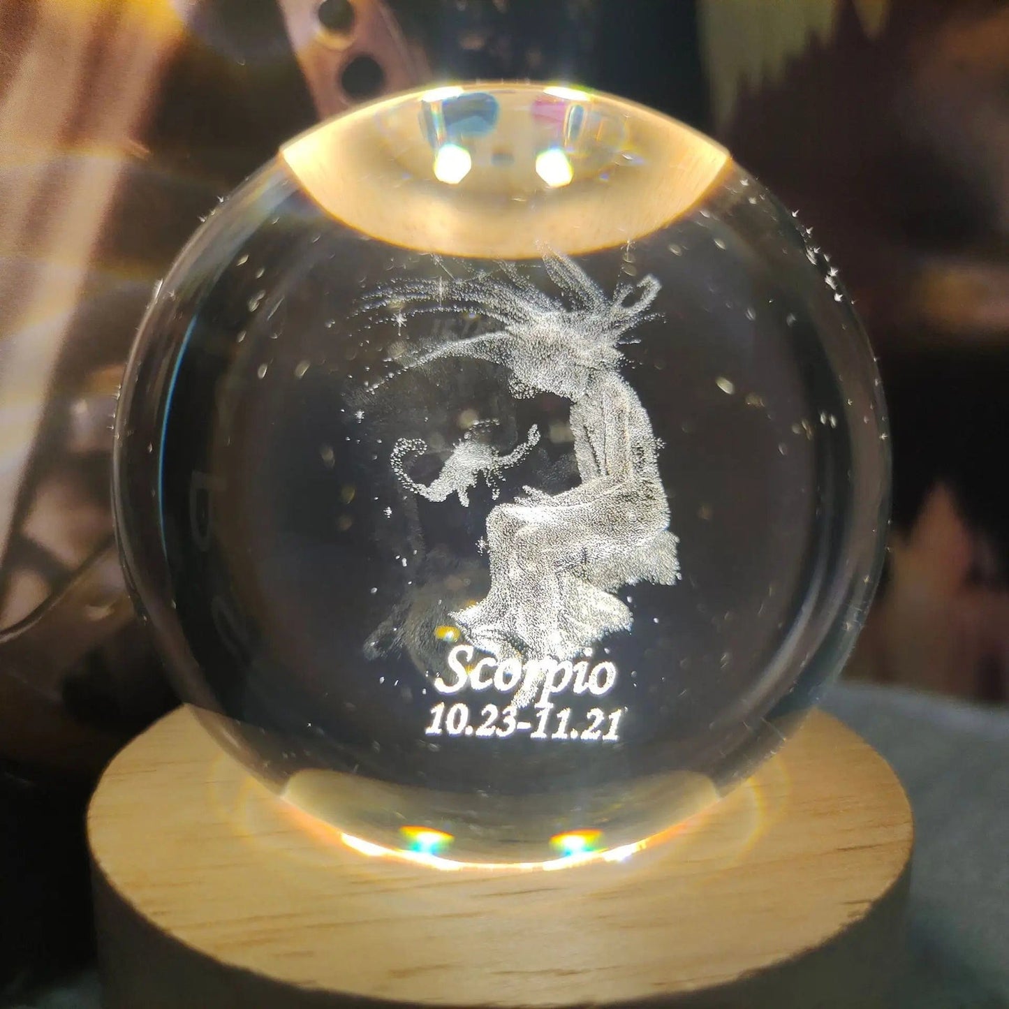 3D Laser Engraving Crystal Ball 12 Constellations Decorative Birthstone