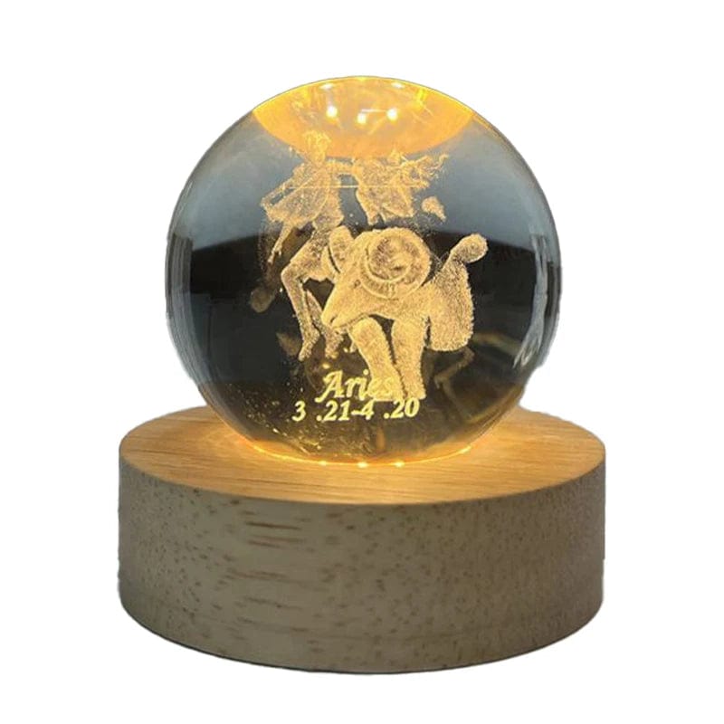 3D Laser Engraving Crystal Ball 12 Constellations Decorative Birthstone