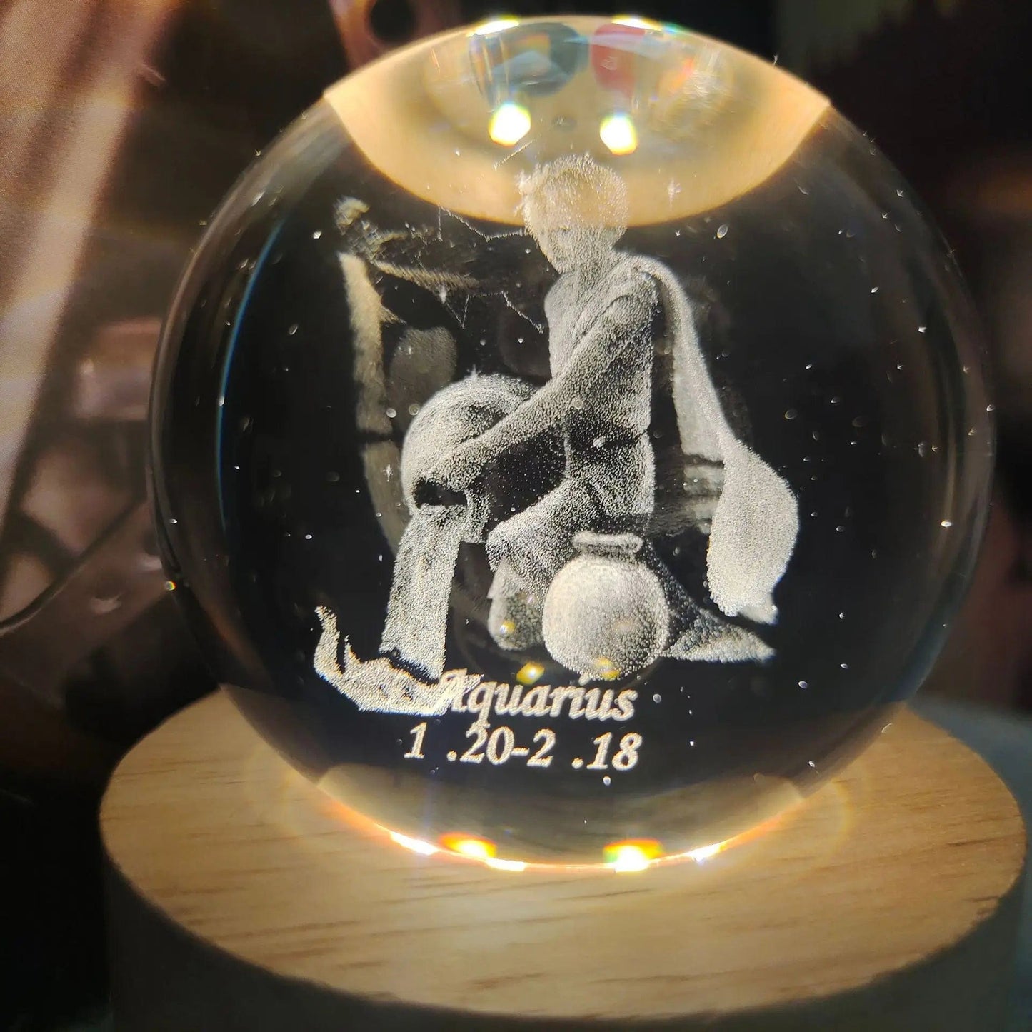 3D Laser Engraving Crystal Ball 12 Constellations Decorative Birthstone