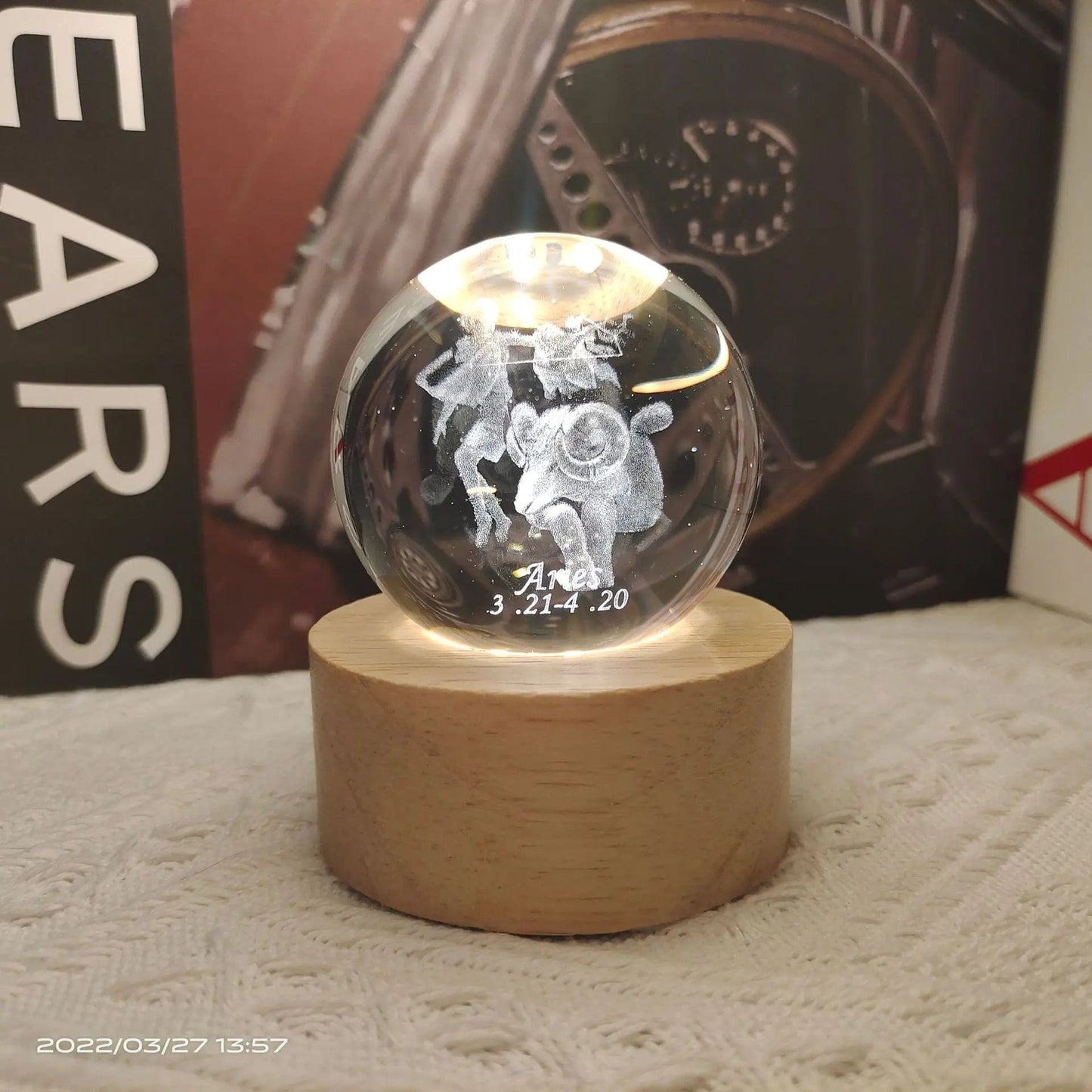 3D Laser Engraving Crystal Ball 12 Constellations Decorative Birthstone