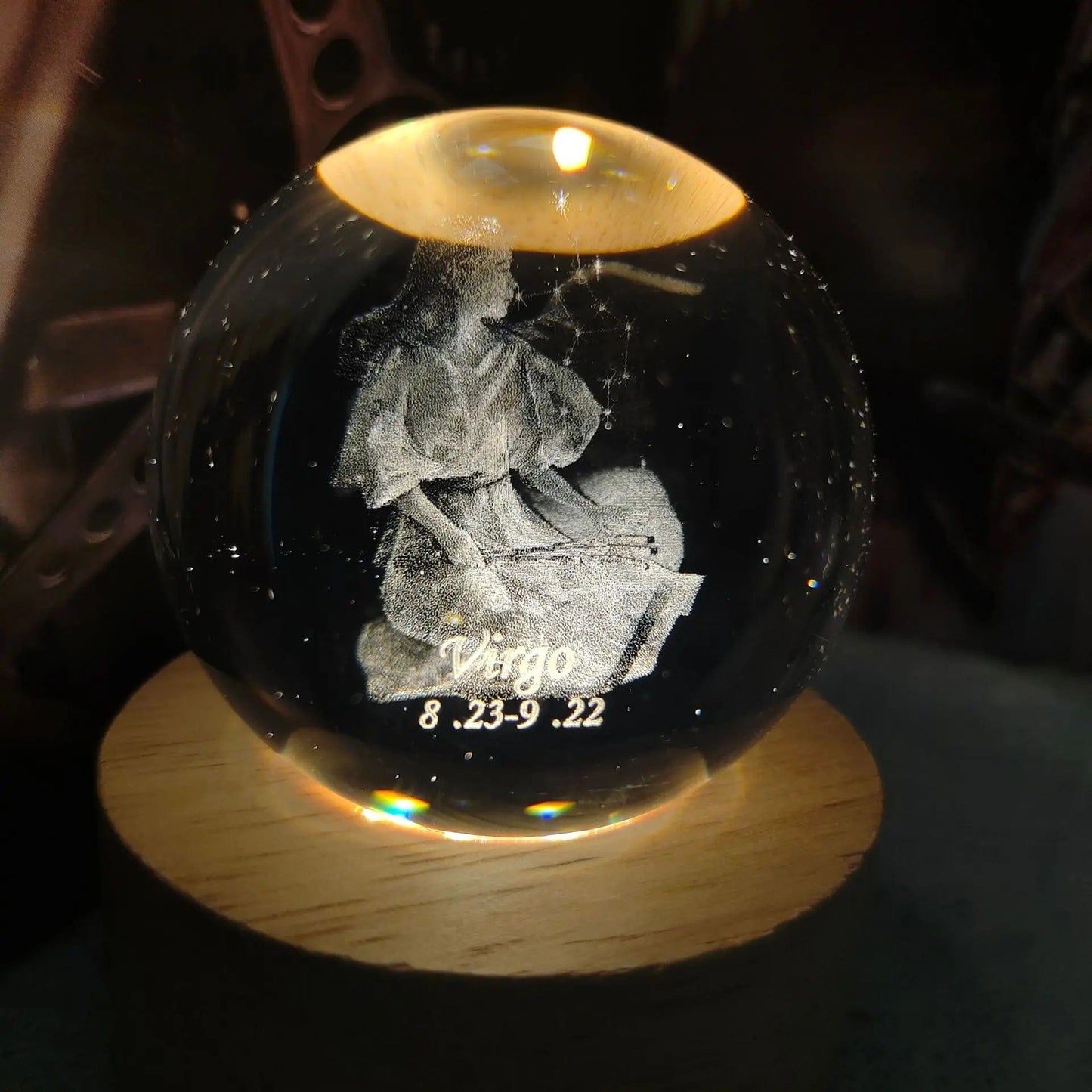 3D Laser Engraving Crystal Ball 12 Constellations Decorative Birthstone