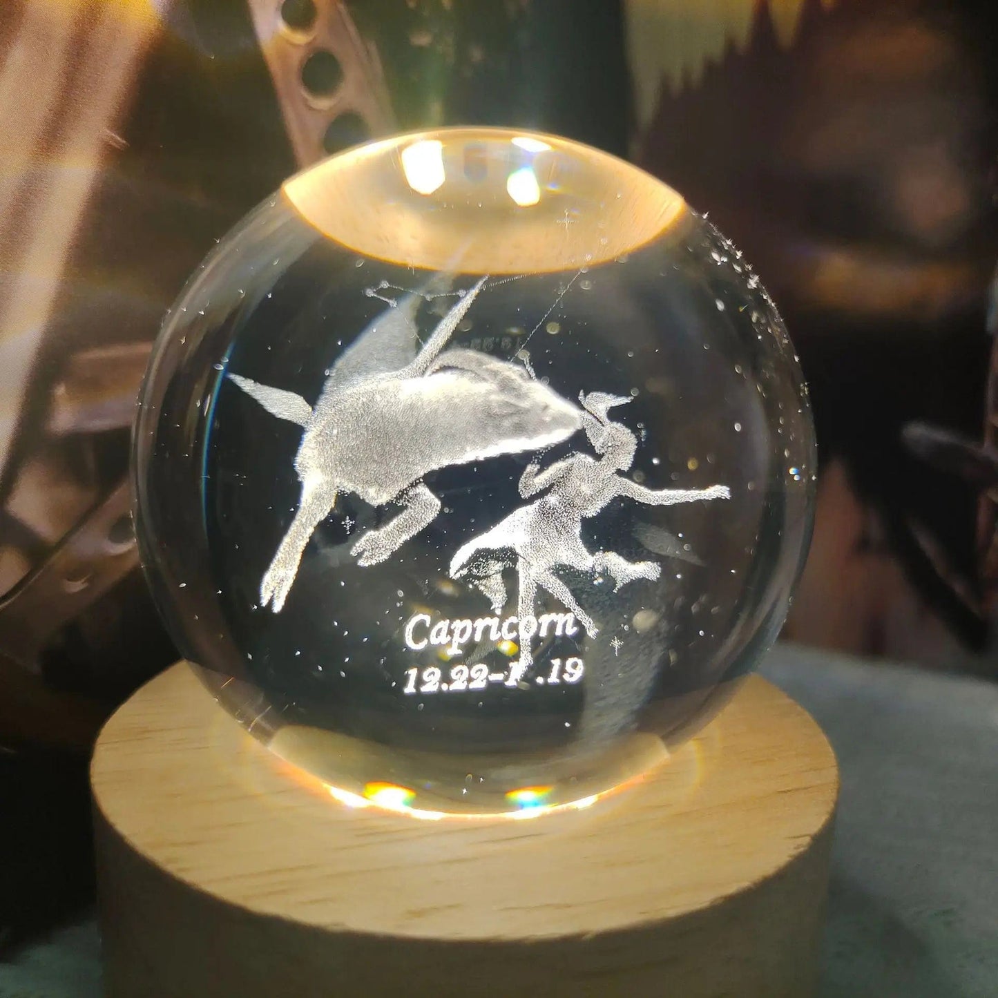 3D Laser Engraving Crystal Ball 12 Constellations Decorative Birthstone