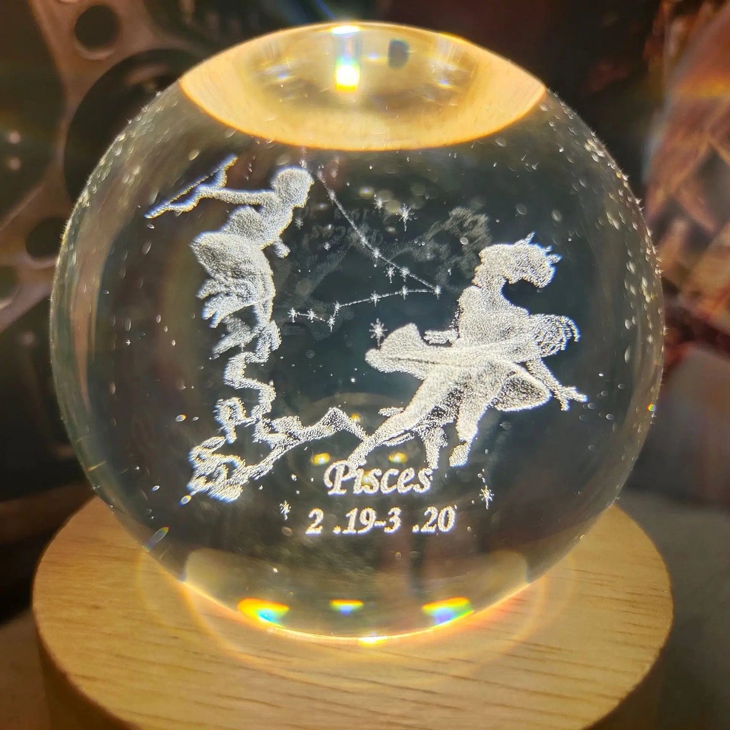 3D Laser Engraving Crystal Ball 12 Constellations Decorative Birthstone