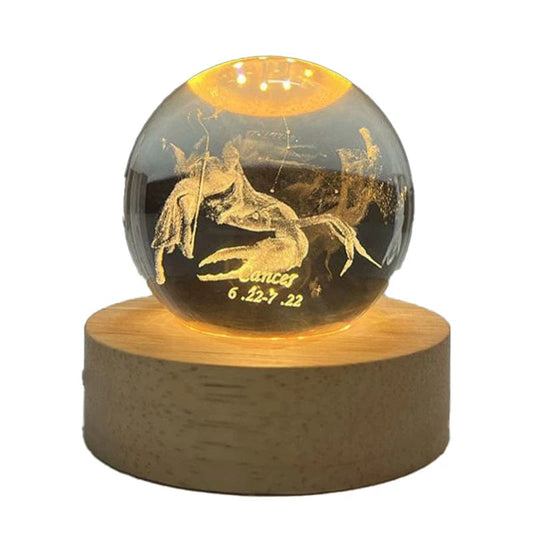 3D Laser Engraving Crystal Ball 12 Constellations Decorative Birthstone