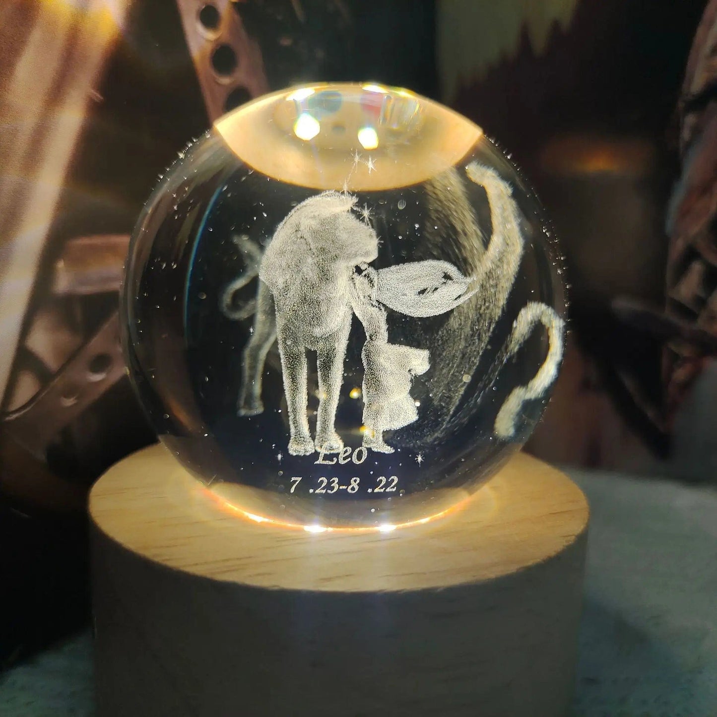 3D Laser Engraving Crystal Ball 12 Constellations Decorative Birthstone
