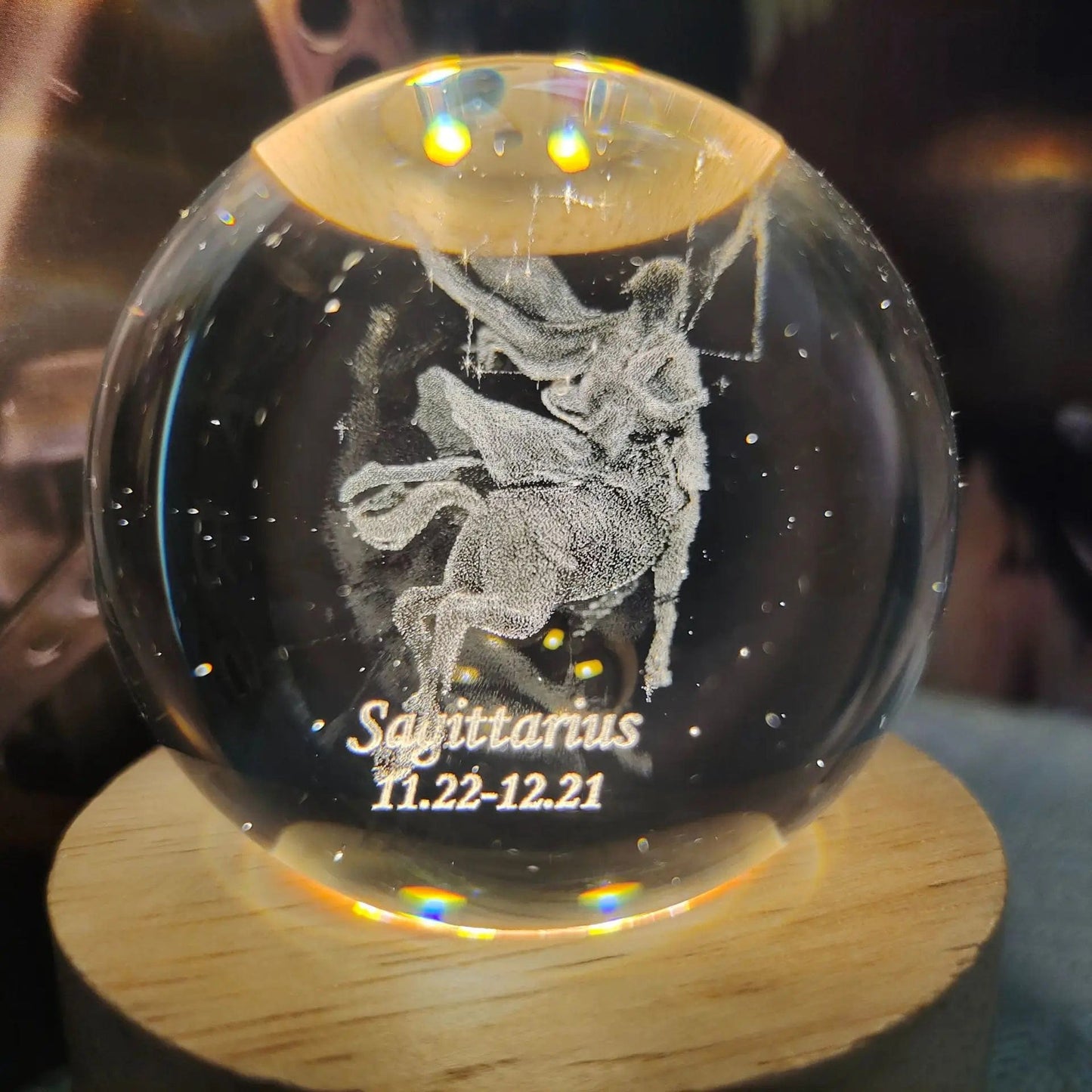 3D Laser Engraving Crystal Ball 12 Constellations Decorative Birthstone