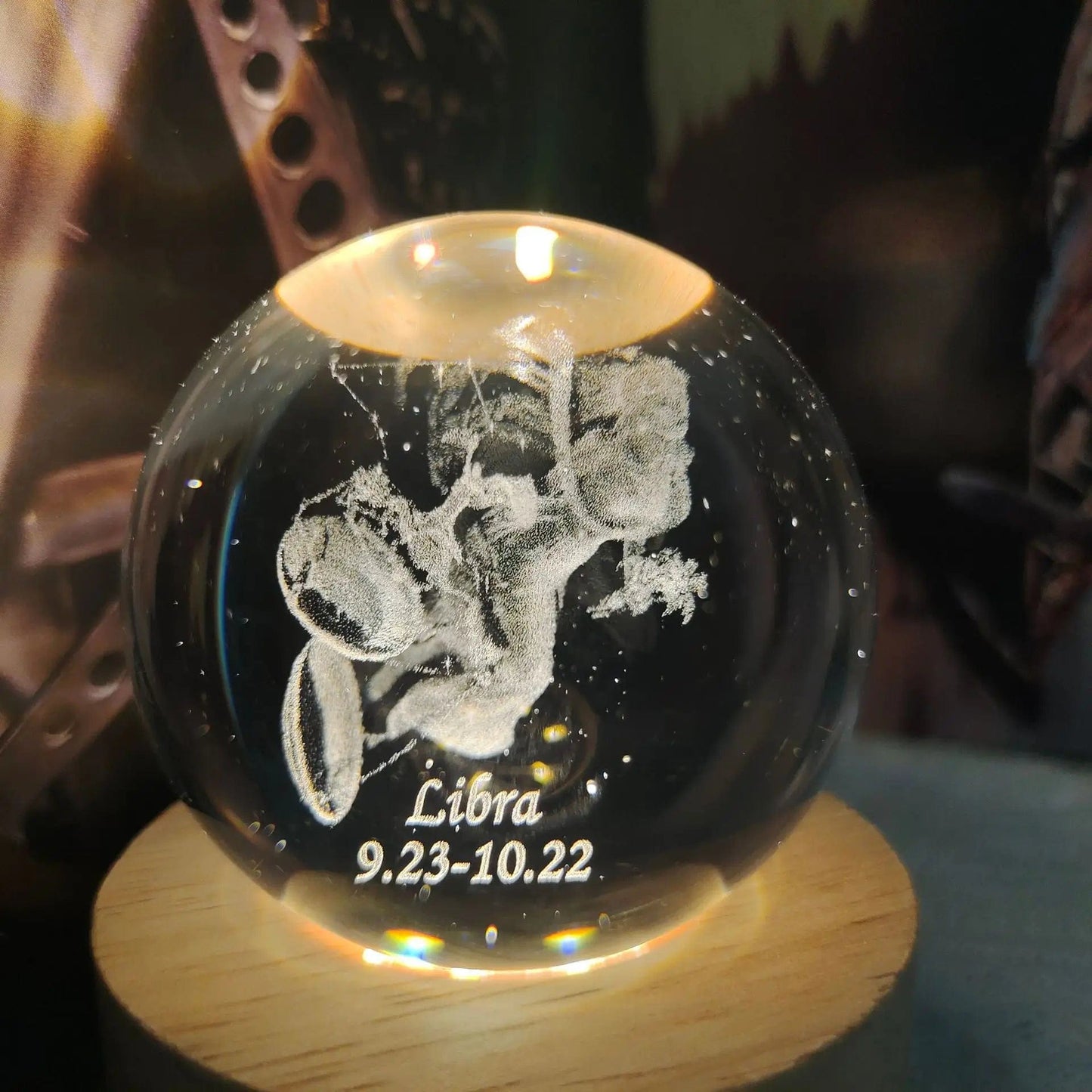 3D Laser Engraving Crystal Ball 12 Constellations Decorative Birthstone