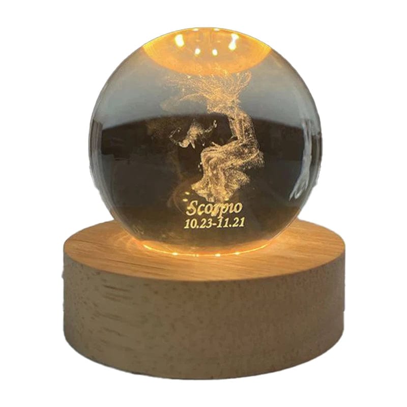 3D Laser Engraving Crystal Ball 12 Constellations Decorative Birthstone