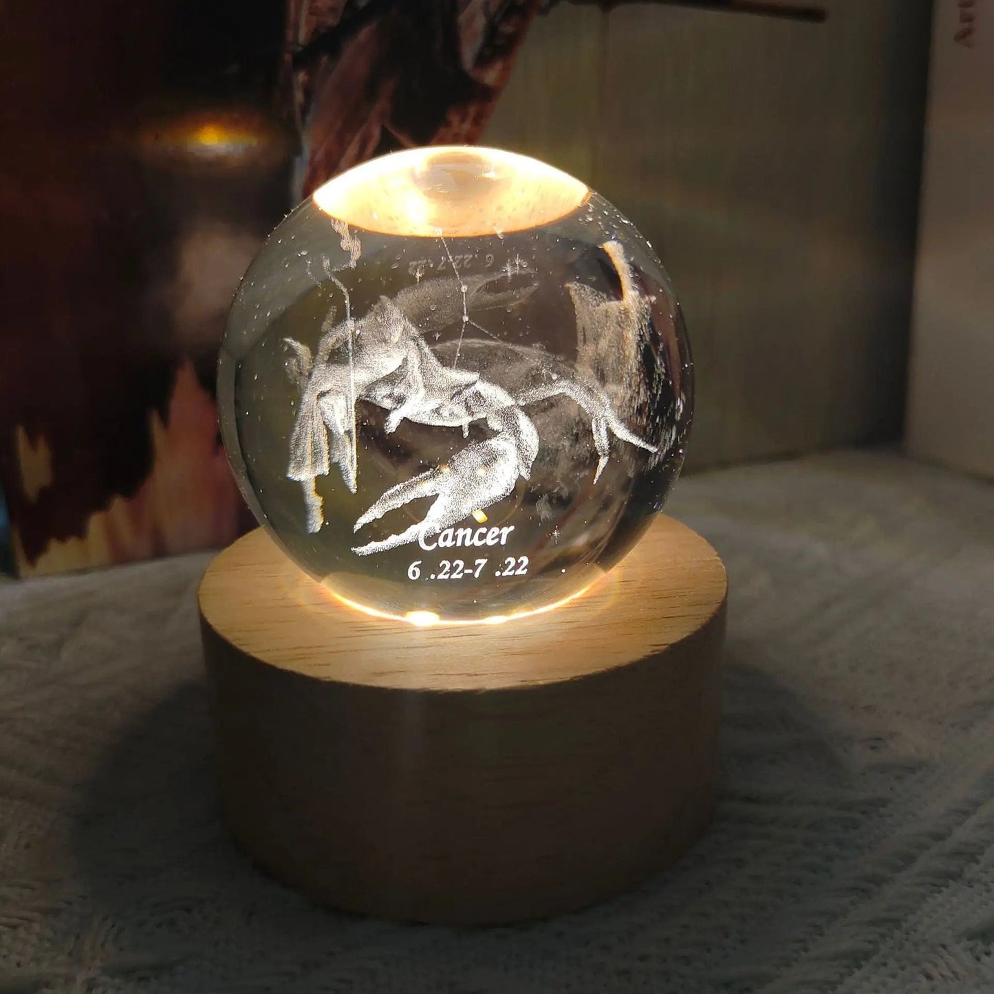 3D Laser Engraving Crystal Ball 12 Constellations Decorative Birthstone
