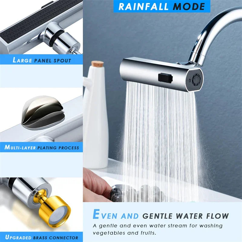 Modern Waterfall Kitchen Faucet – Multi-functional, Single Handle, LED Flow