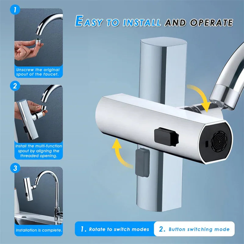 Modern Waterfall Kitchen Faucet – Multi-functional, Single Handle, LED Flow