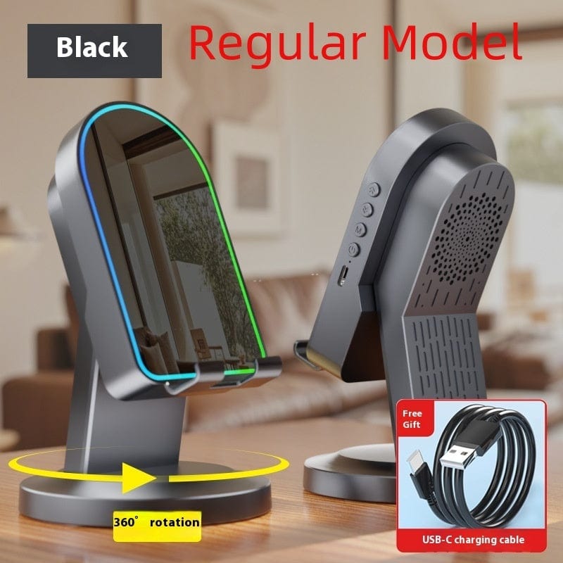 3 in 1 Portable & rotatable Wireless Induction Bluetooth Speaker – Mirror & Audio Stand