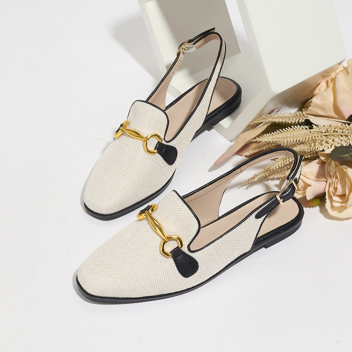 Closed Toe Half Slippers Women's Chunky Heel Low Heel Sandals