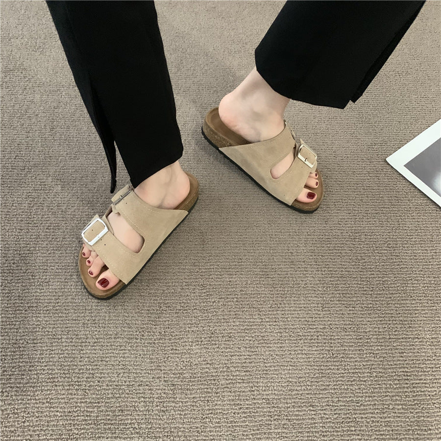 One-foot Round-toed Thick-soled Slippers Women's Outer Wear Popular In Summer