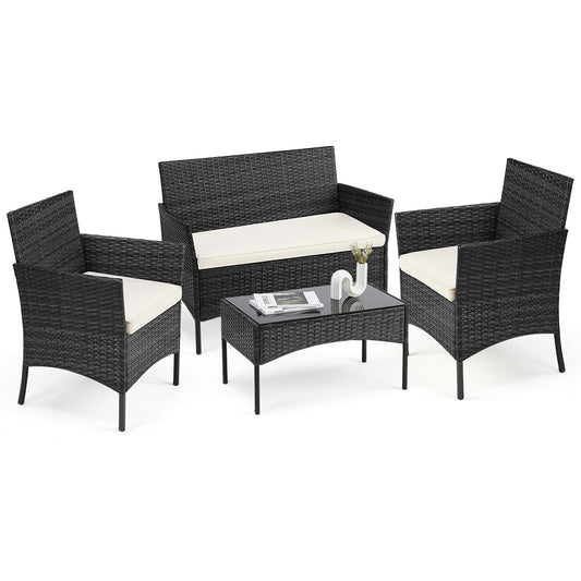 Outdoor patio chair set with four chairs and a table