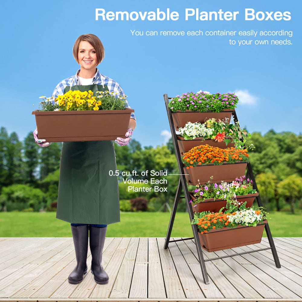Easy-to-install vertical garden planters. Removable planter boxes
