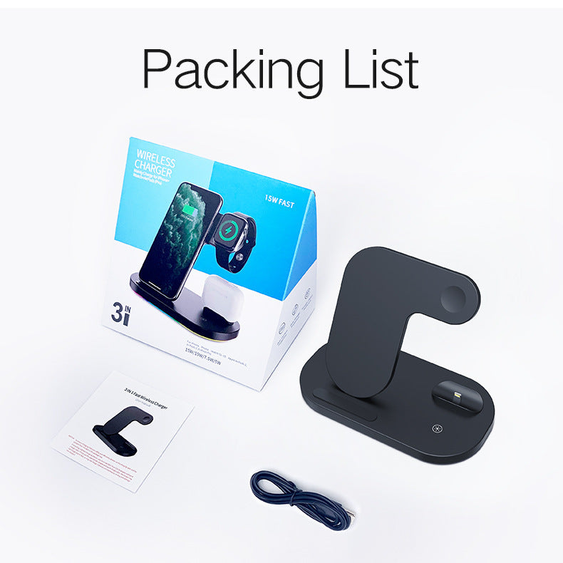 3-in-1 Wireless Charging Station for Phone, Air-Pods & Smartwatch