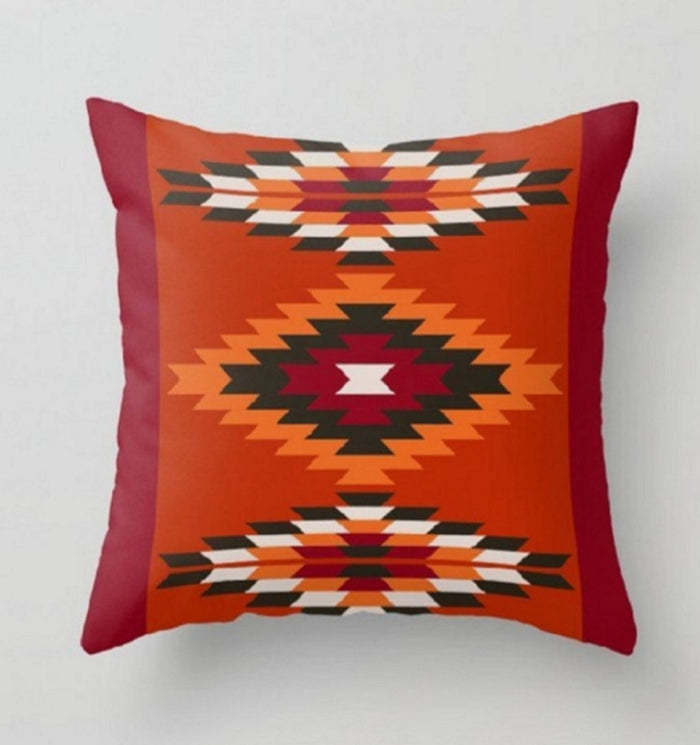 Premium Geometric Pattern Cotton And Linen Pillow Case Set