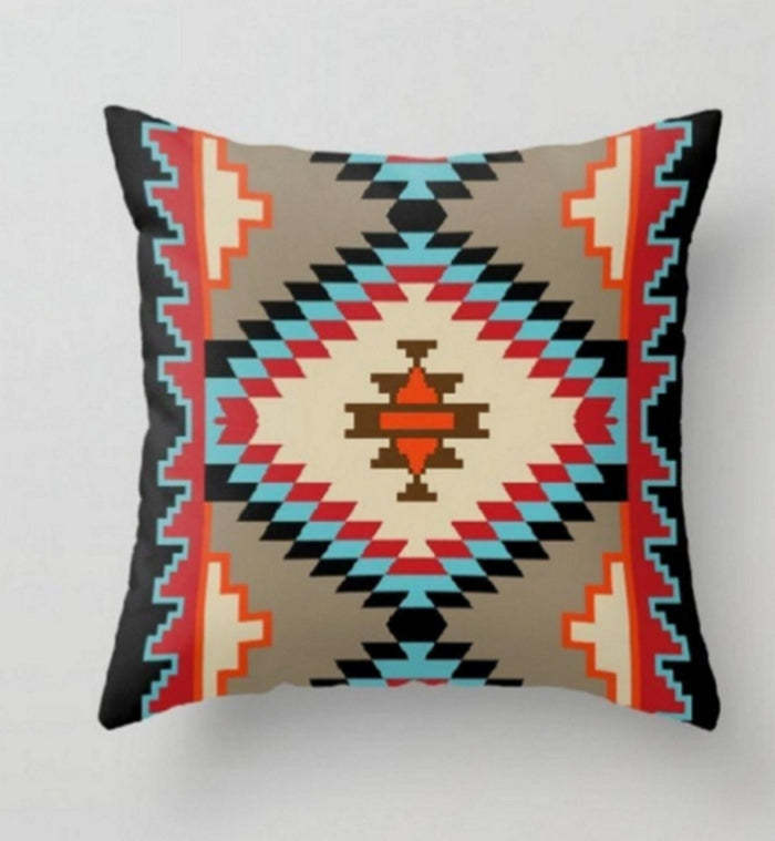 Premium Geometric Pattern Cotton And Linen Pillow Case Set