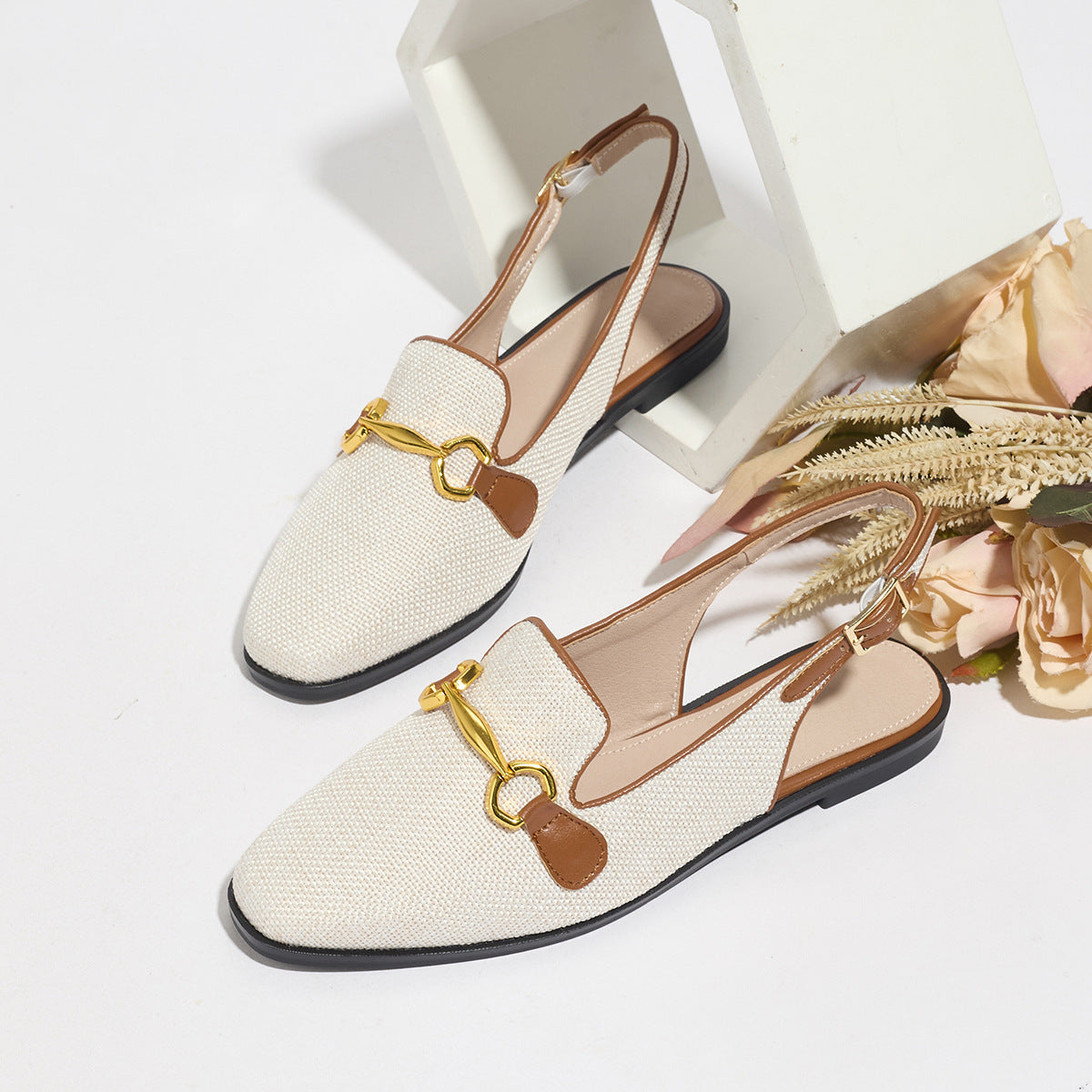 Closed Toe Half Slippers Women's Chunky Heel Low Heel Sandals