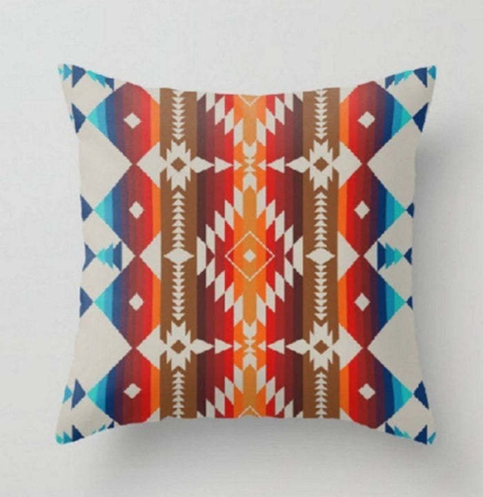 Premium Geometric Pattern Cotton And Linen Pillow Case Set