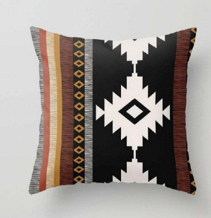 Premium Geometric Pattern Cotton And Linen Pillow Case Set