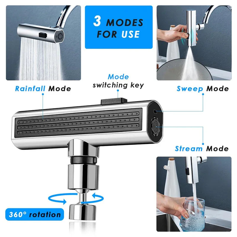 Modern Waterfall Kitchen Faucet – Multi-functional, Single Handle, LED Flow