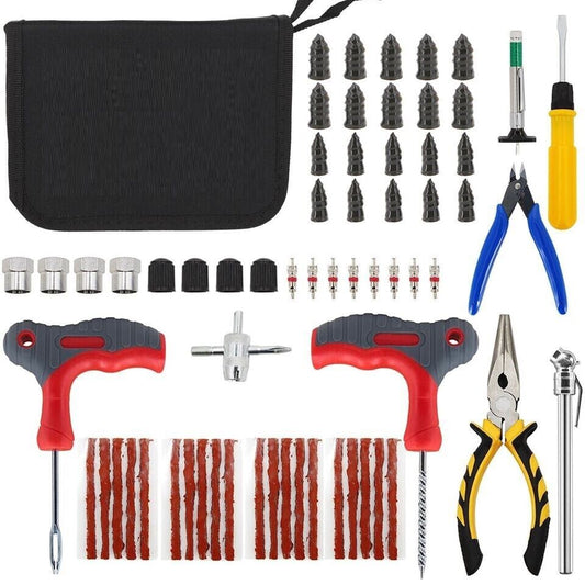 65PCS TYRE PUNCTURE REPAIR TOOL KIT MOTORCYCLE CAR VAN EMERGENCY TUBELESS TIRE