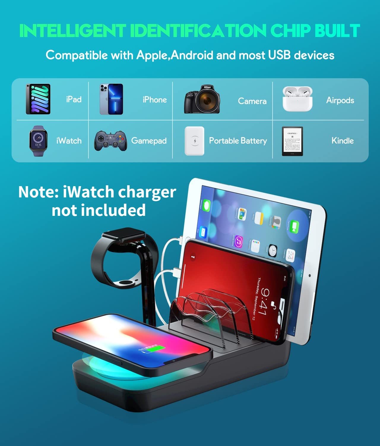 5-in-1 Wireless Charging Station for Phone, Tablet & Watch | 70 & 10 W