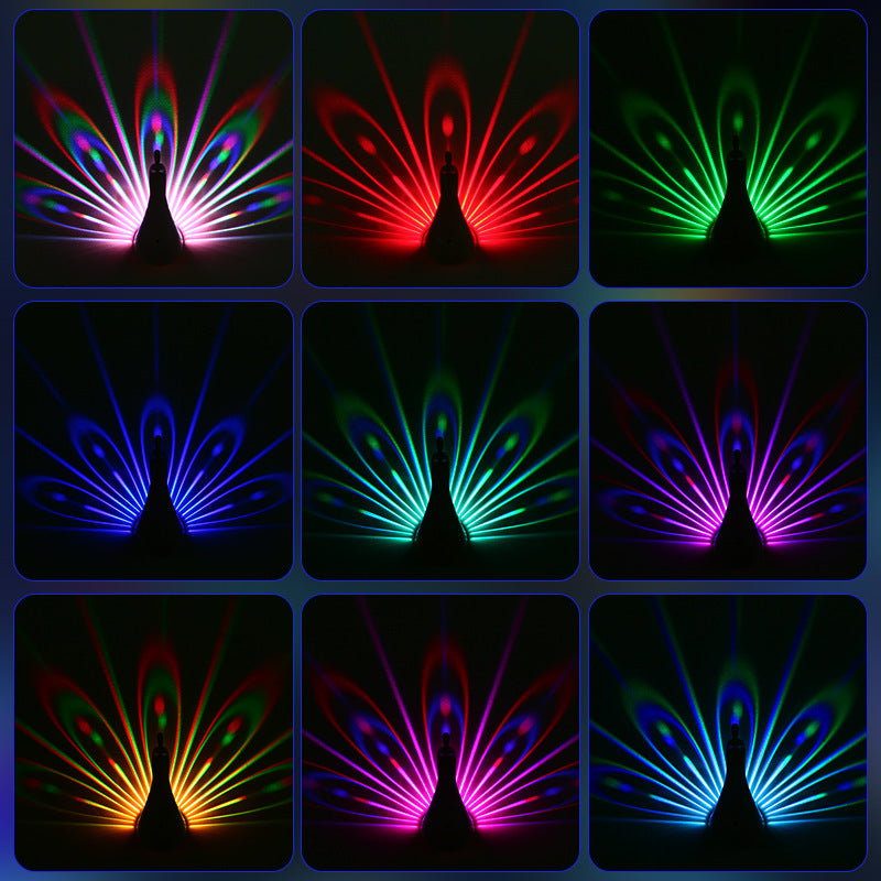 Peacock Projection Lamp – LED Night Light, Color-Changing Light for Home Décor