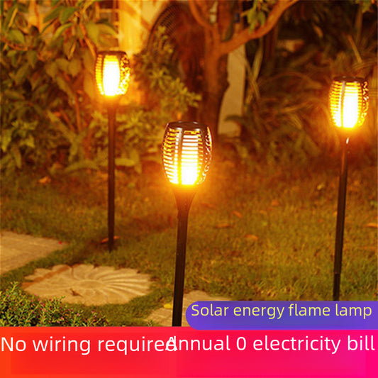 Solar Powered Led Flame Lamp Outdoor Garden Decoration Waterproof Grassland Lighting Landscape Pathway Plug-in Fire Torch