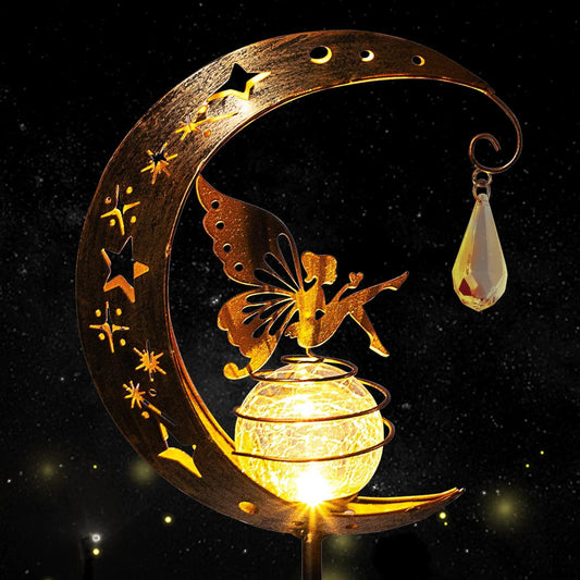 Hot Solar Moon Fairy Lamp Outdoor Garden Iron Flower Fairy Ground Plug Lamp Lawn Garden Lamp