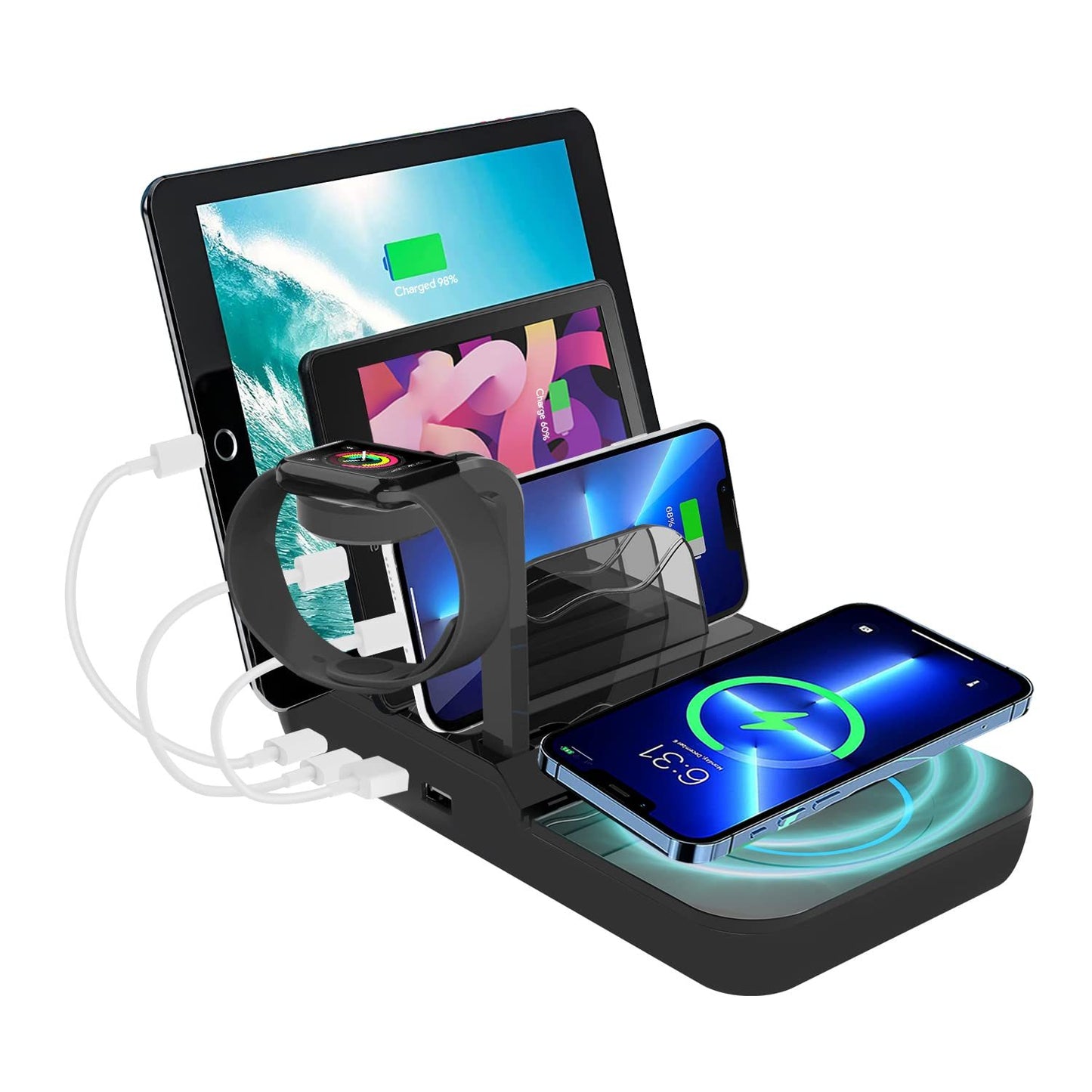5-in-1 Wireless Charging Station for Phone, Tablet & Watch | 70 & 10 W