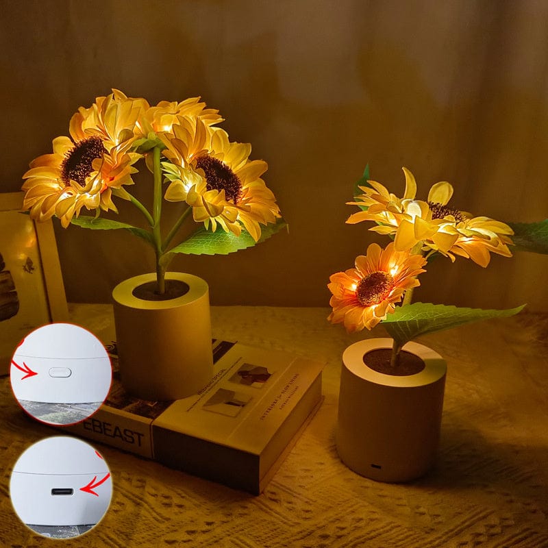 Rechargeable Sunflower Table Lamp – LED Night Light for Bedroom & Desk Decor 🌻