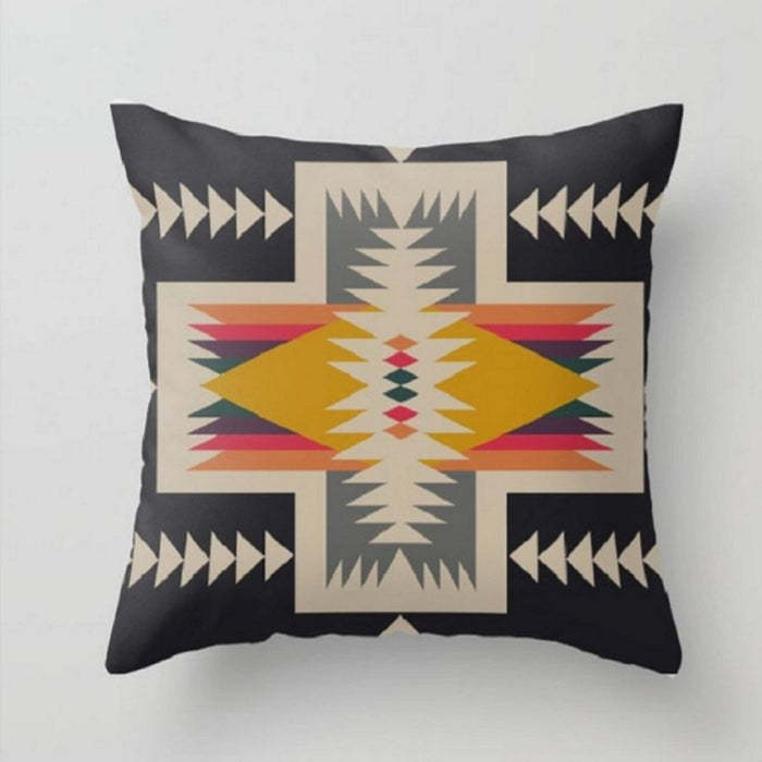 Premium Geometric Pattern Cotton And Linen Pillow Case Set
