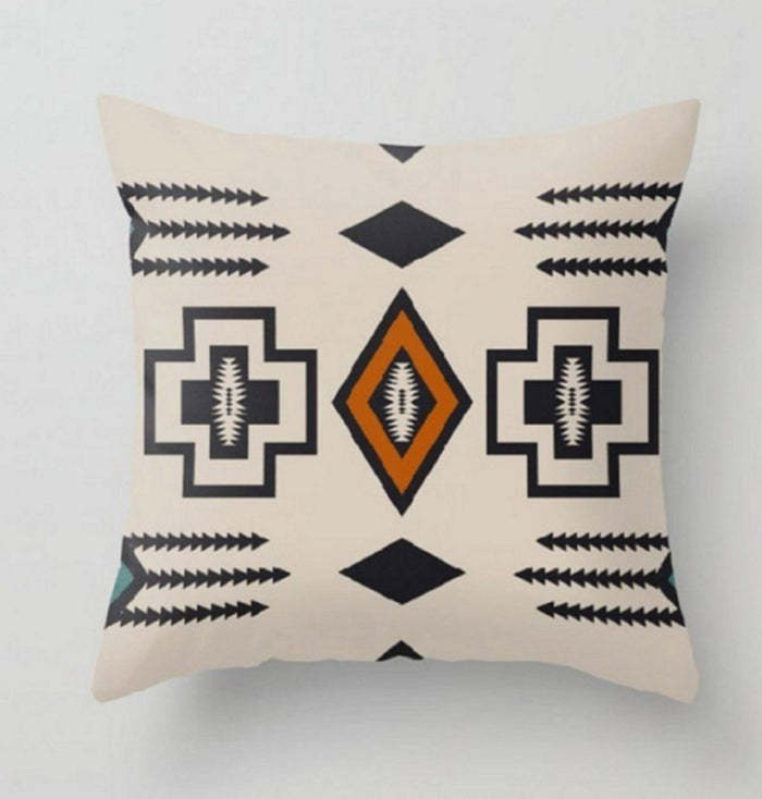 Premium Geometric Pattern Cotton And Linen Pillow Case Set