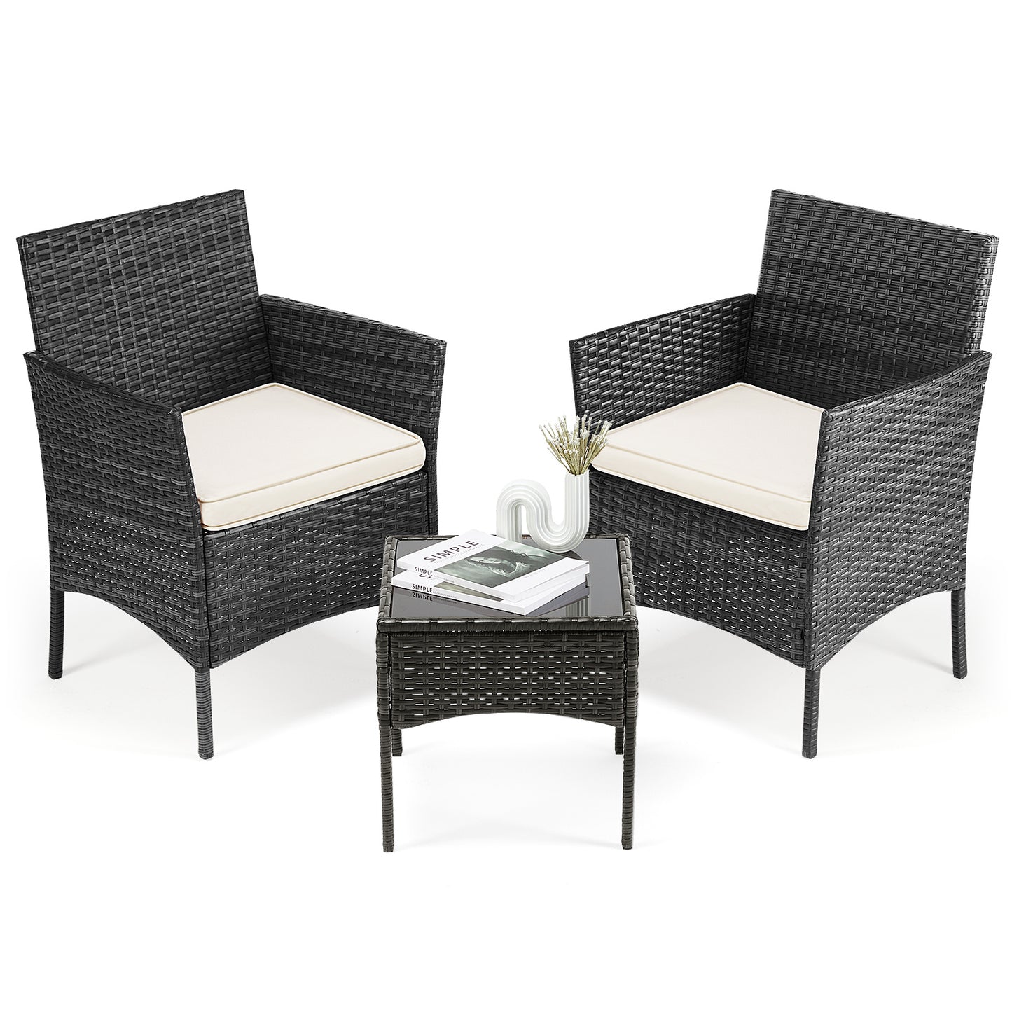 patio chair set with a mini table