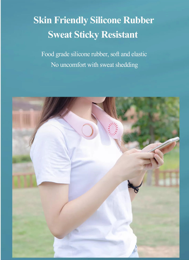 sweat resistance, silicone rubber portable neck fan 