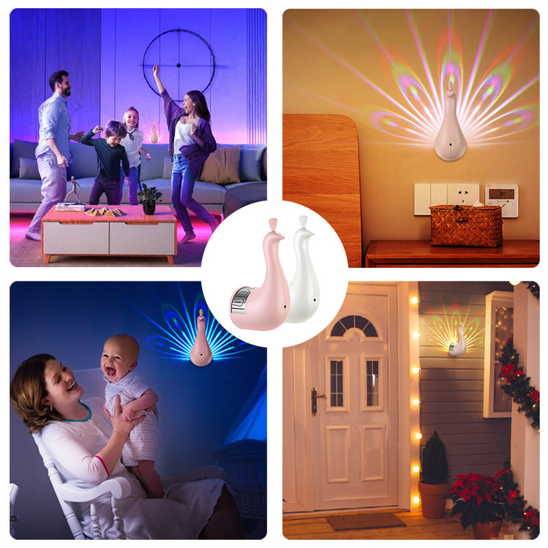 Peacock Projection Lamp – LED Night Light, Color-Changing Light for Home Décor
