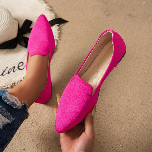 Printed Shallow Mouth Pointed Flat Large Size Women's Shoes