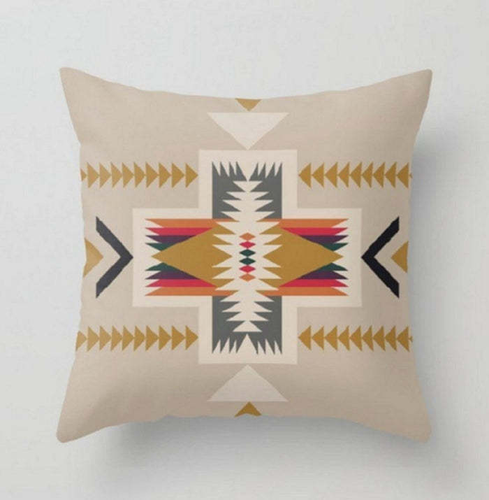 Premium Geometric Pattern Cotton And Linen Pillow Case Set