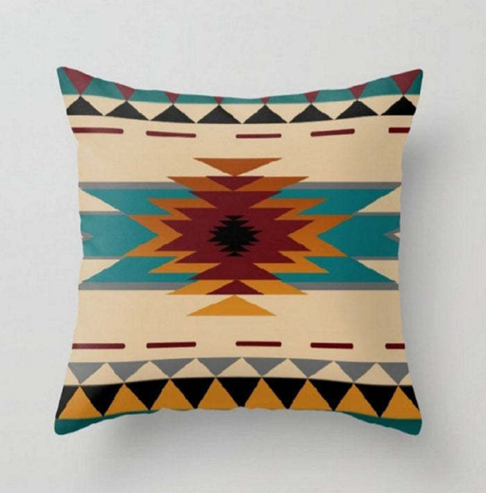 Premium Geometric Pattern Cotton And Linen Pillow Case Set