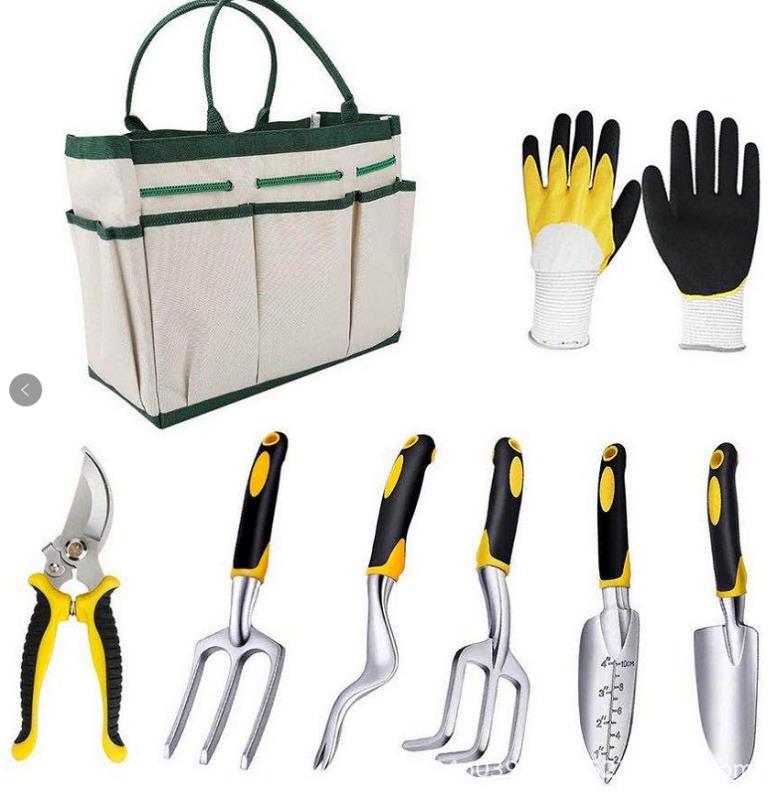 8 Pieces Set Aluminum Alloy Gardening Tools kit Two-color Plastic Handle Garden Shovel