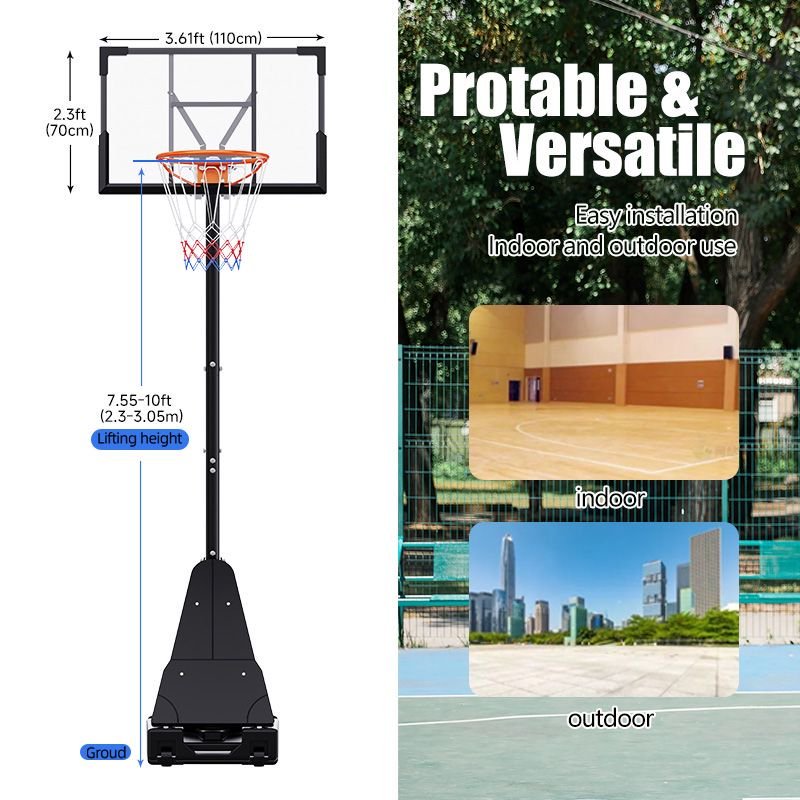 Adjustable Portable Basketball Hoop for Outdoor & Driveway