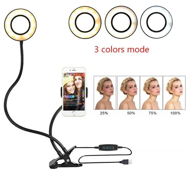 adjustable brightness ring light with 3 different colour mode